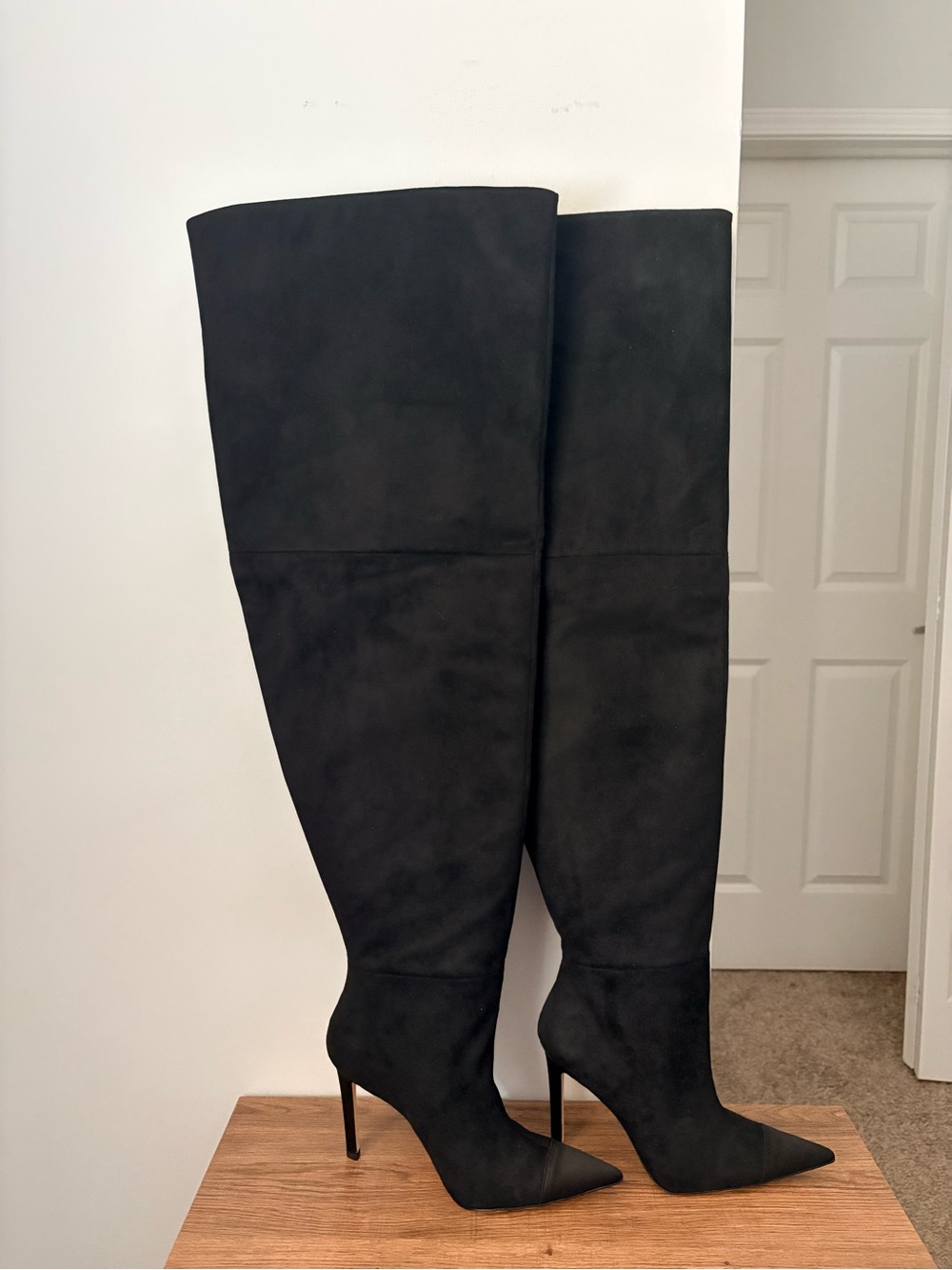 Black Over-the-Knee Stiletto Boots - Women's